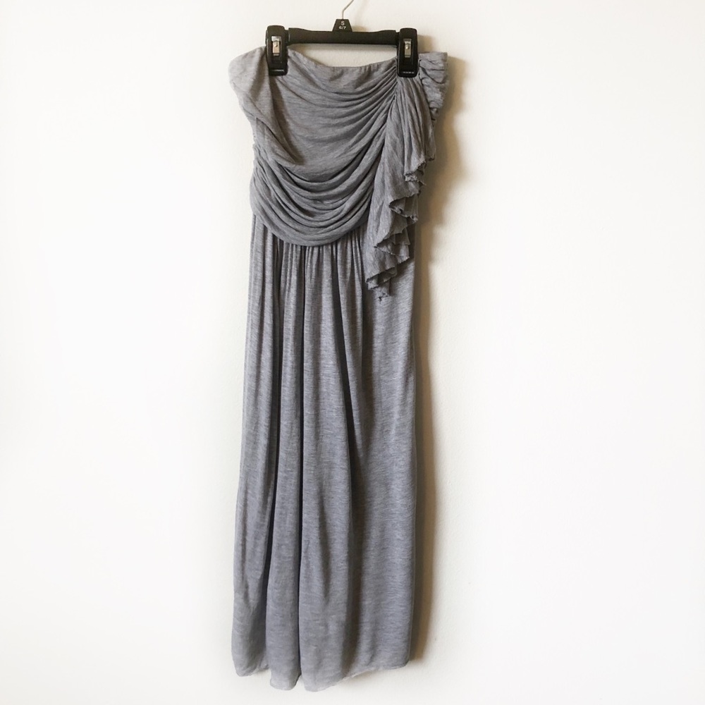 Jcrew gray midi dress ruffled strapless size 2 EUC